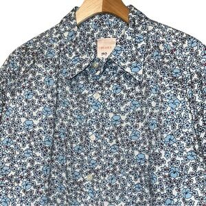 Blake Men’s Size M Blue White Red Floral Ditzy Print Button Down Shirt